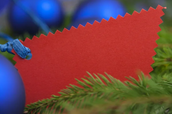 Kartki świąteczne z kulki świerk gałązka — Zdjęcie stockowe