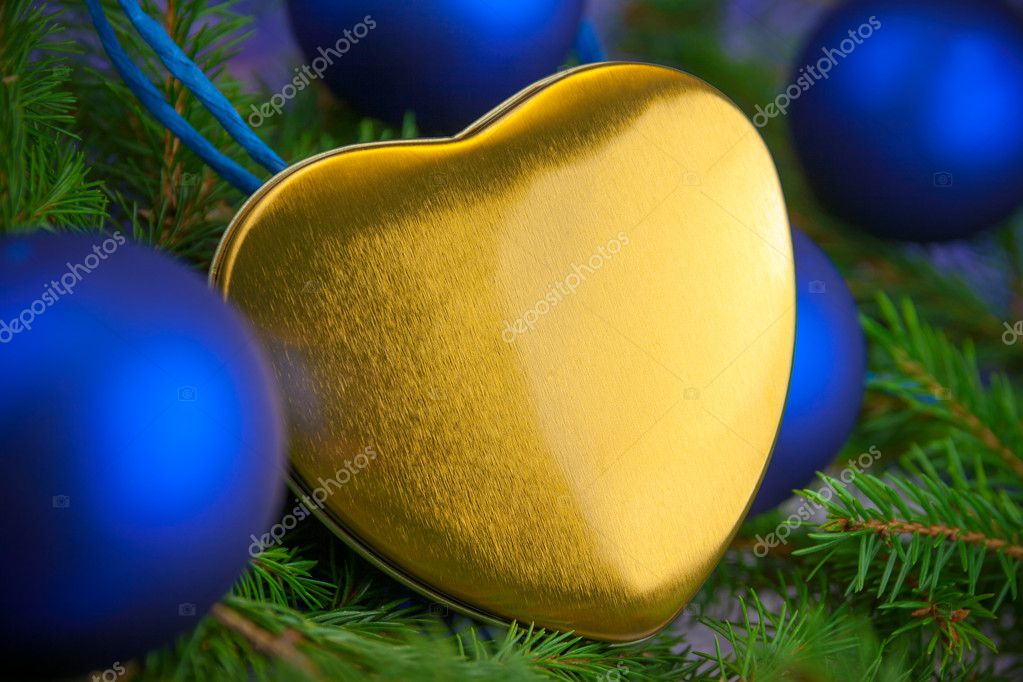 Carte De Noel Avec Coeur Boules Et Epinette Brindille Photographie Yotka C