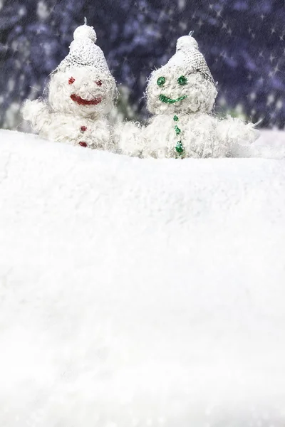 Pair of happy snowmen — Stock Photo, Image