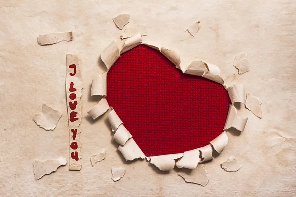 Art banner design in shape of heart in old paper with words I Lo — Stock Photo, Image