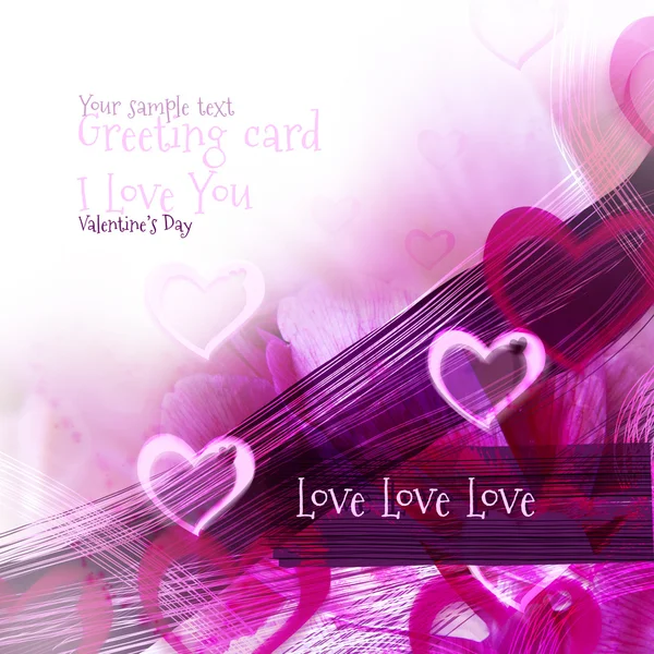 Arte fundo abstrato com corações cor de rosa motivo como cartão de saudação — Fotografia de Stock