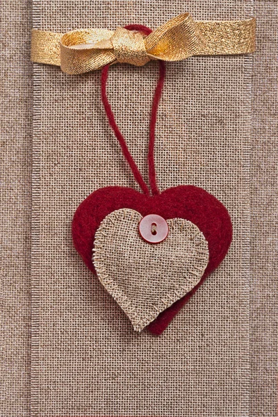 Art retro background with fabric Hearts for or design — Stock Photo, Image