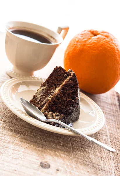 Kakao Kuchen Dessert Brownie süße Kaffeetasse — Stockfoto