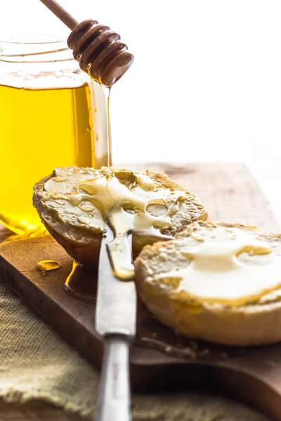 Rollo miel pan comida vintage — Foto de Stock