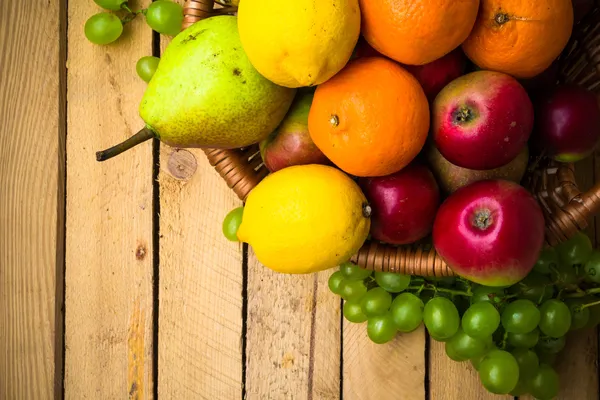 Frutta fondo vintage legno autunno cibo natura — Foto Stock