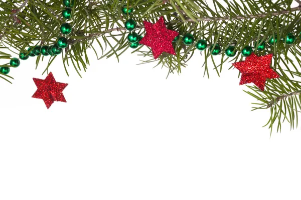 Décorations de Noël fond étoile étoiles vert épinette brindille — Photo