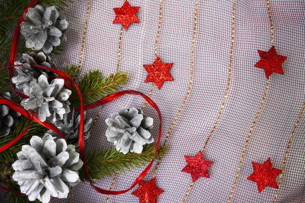 Weihnachtskarte mit Kiefern und Fichtenzweigen — Stockfoto