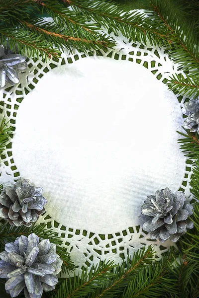 Pine christmas xmas vuren takje cirkel leeg — Stockfoto