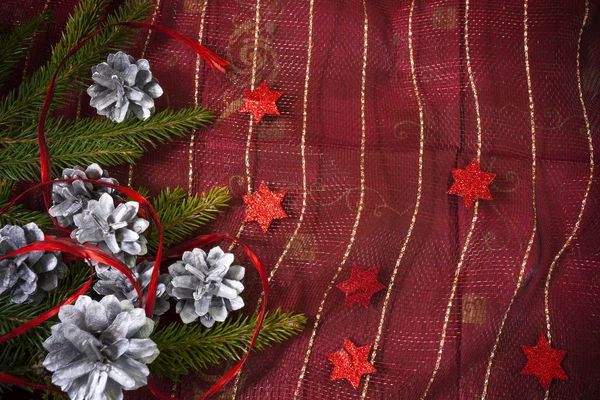 Christmas card with pines and spruce twig — Stock Photo, Image