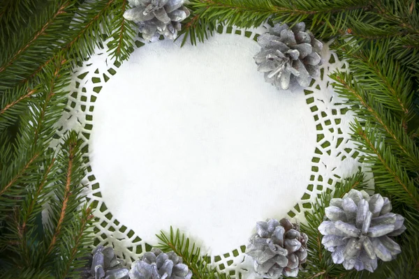 Borovice vánoční xmas smrkové větvičky kruhu prázdné — Stock fotografie