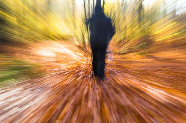 Nordic yürüyen çalıştırmak spor yürüyüş motion blur açık kişi fo bacaklar