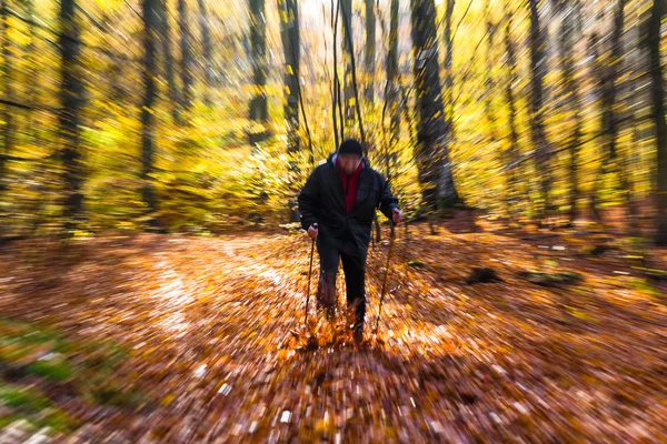 Nordic walking sport run walk motion blur outdoor person legs fo — Stock Photo, Image