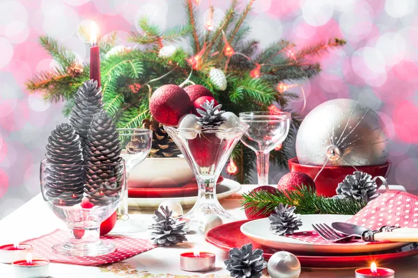 Christmas xmas eve table setting — Stock Photo, Image