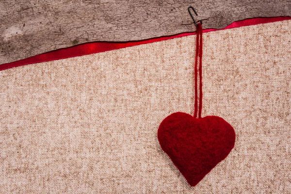 Valentine background hand-sewn heart texstile — Stock Photo, Image