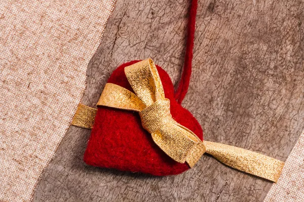 San Valentino sfondo cucito a mano cuore texstile — Foto Stock