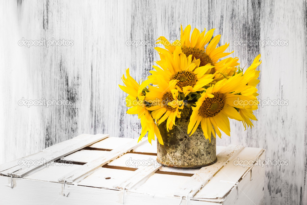 background still life flower sunflower wooden white vintage