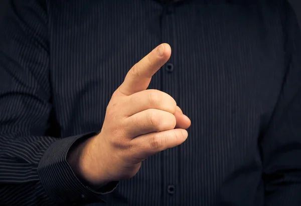 Closeup man who threatens finger — Stock Photo, Image