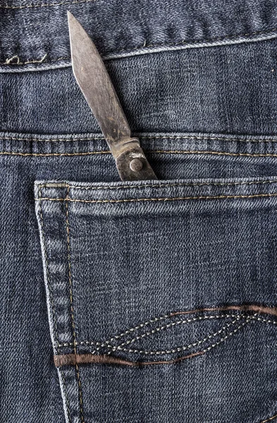 Alte Messer Rückentasche Jeans — Stockfoto