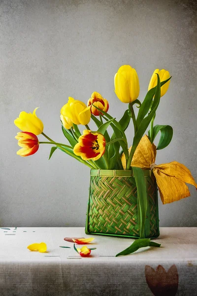 Still life bouquet tulips classic style — Stock Photo, Image