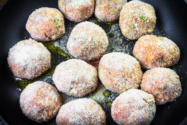 Set chops minced meat before frying — Stock Photo, Image