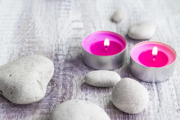 Spa concept stones aromatic candles — Stock Photo, Image