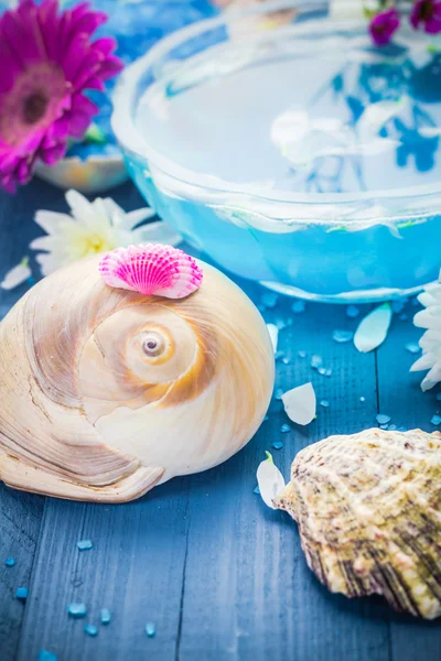 Elementen spa behandelingen houten tafel — Stockfoto