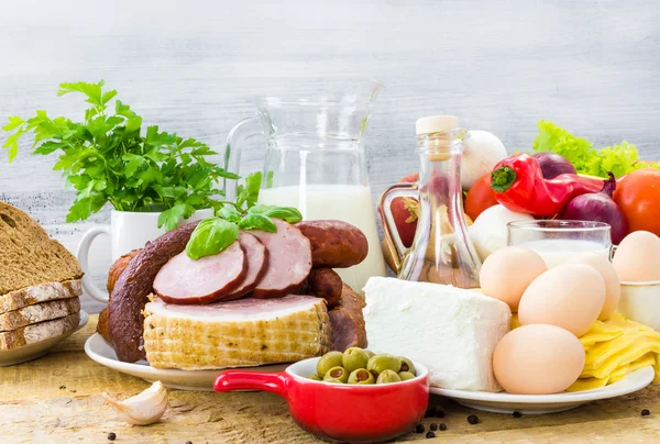 Ange olika livsmedel hälsosam kost — Stockfoto