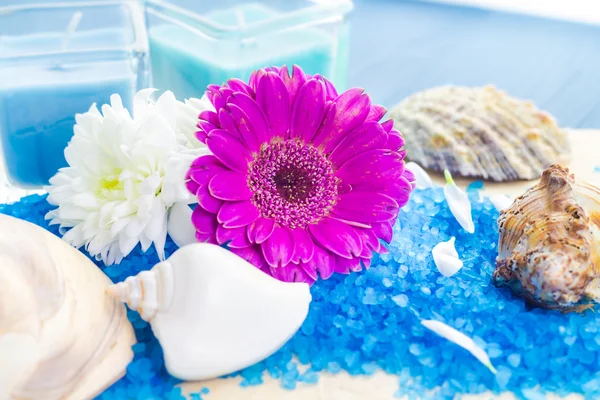 Spa set bath salt flowers — Stock Photo, Image