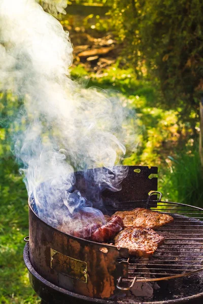 Grill Trädgård processen matlagning kött grill — Stockfoto