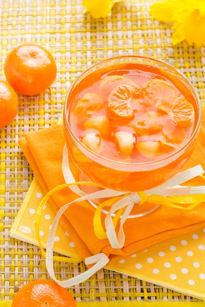 Delicious fruit jelly orange glass — Stockfoto