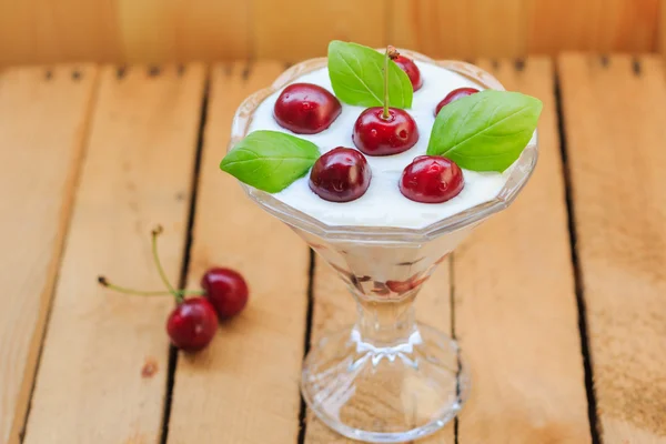 Top view dessert fruit cherries — Stock Photo, Image