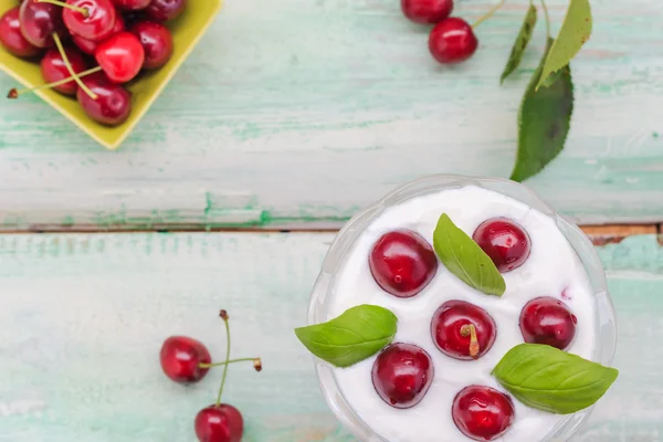 Top view cherry dessert fruit — Stock Photo, Image