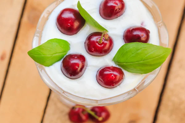 Top view dessert fruit cherries — Stock Photo, Image