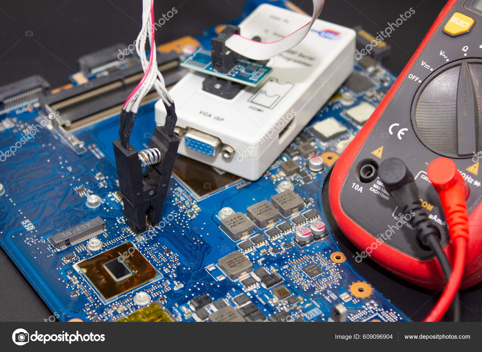 Computer Repair Service Engineer Repairing Laptop Mainboard