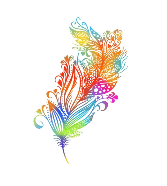 Multicolor hermosa pluma de pájaro.. Ilustración vectorial — Vector de stock