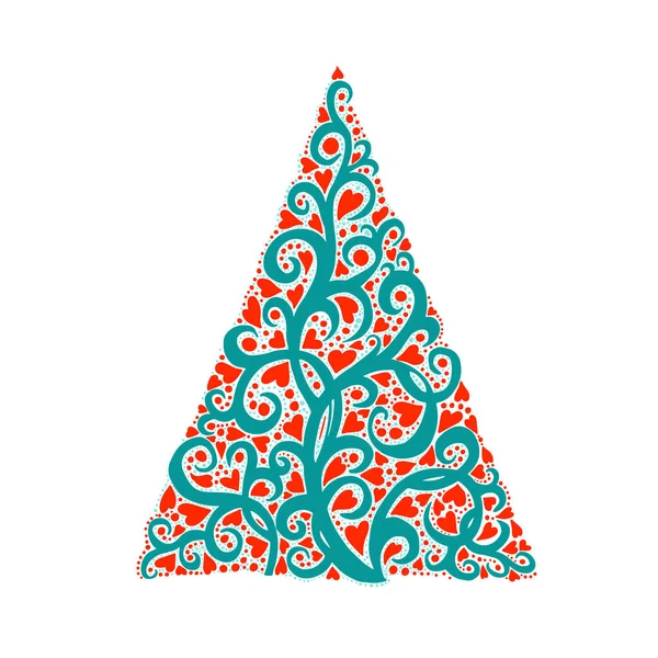 Abstraktní krásný vánoční stromek. plochý smrk. Vektorová ilustrace — Stockový vektor