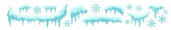 Набір снігових бурульок, снігова шапка ізольовано. Векторний шаблон у мультиплікаційному стилі — стоковий вектор