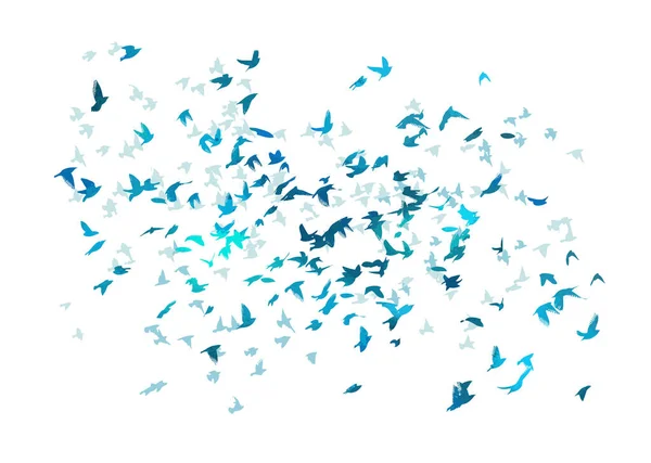 Een zwerm vliegende blauwe vogels. Gratis vogels. Vectorillustratie — Stockvector