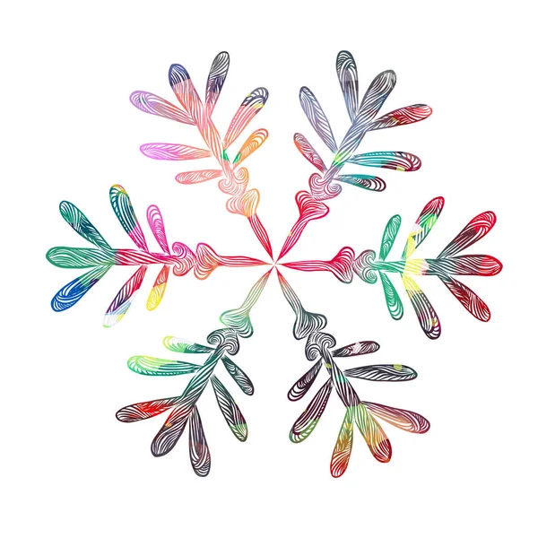 Magnifique Objet Flocon Neige Multicolore Vecteur — Image vectorielle