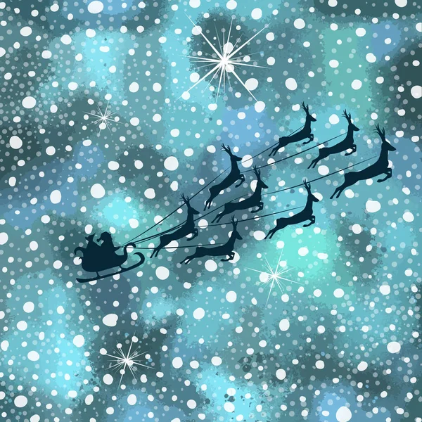 Χειμερινό φόντο ακουαρέλα φόντο με χιόνι. Άγιος Βασίλης και τάρανδοι. Εικονογράφηση διανύσματος — Διανυσματικό Αρχείο