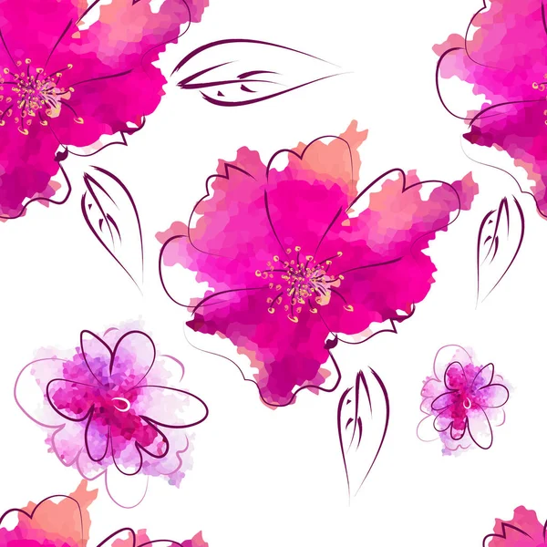 Nahtloser Hintergrund. Aquarell rosa Blüten. Vektorillustration — Stockvektor