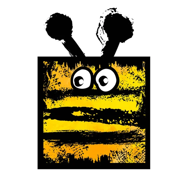 Funny bee. child drawing . Abstract square bee from blots. Vector illustration — Stock Vector