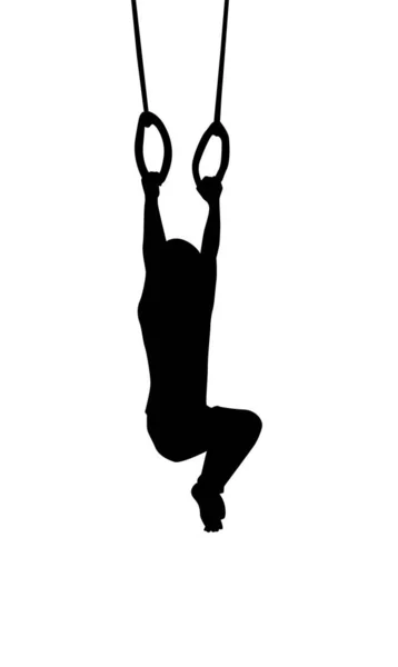 La chica cuelga de los anillos de gimnasia deportiva. Ilustración vectorial Ilustraciones De Stock Sin Royalties Gratis