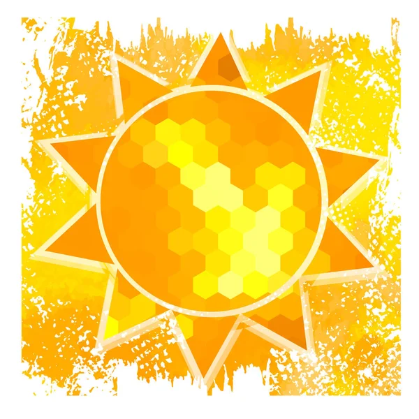 Sole su sfondo giallo. Ciao estate. Illustrazione vettoriale — Vettoriale Stock