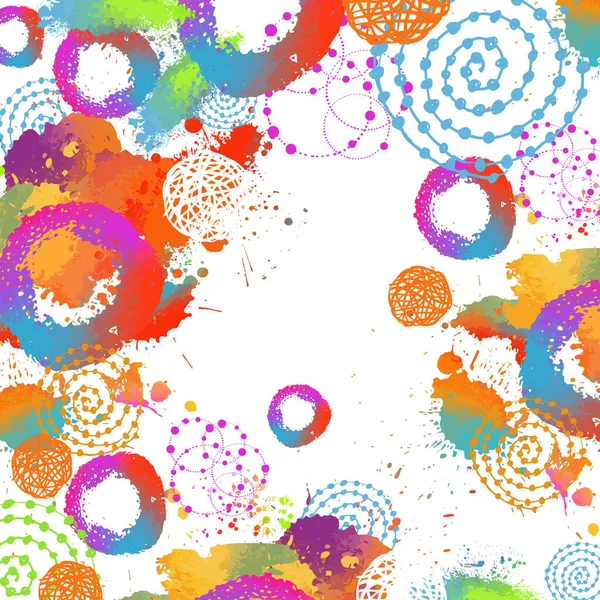 Oggetti di macchie multicolori. Cornice di sfondo. illustrazione vettoriale — Vettoriale Stock