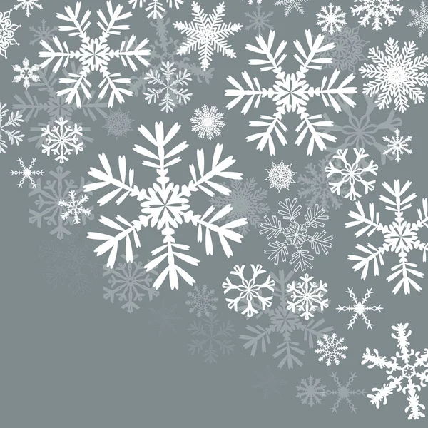 Blauwe achtergrond met sneeuwvlokken. Vrolijk kerstfeest. Mooie kerstachtergrond. Vectorillustratie — Stockvector