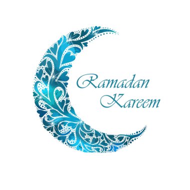 Ramazan Kareem. Mavi Ay. Vektör illüstrasyonu