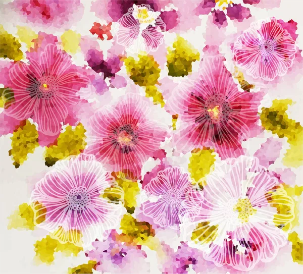 Hintergrund ist ein Blumenmosaik. Vektorillustration — Stockvektor