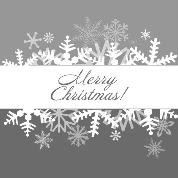 Feliz Navidad. Fondo gris con copos de nieve. Ilustración vectorial — Archivo Imágenes Vectoriales
