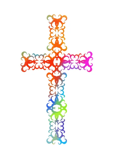 Multi-colored cross of patterns. Vector illustration — Stock Vector